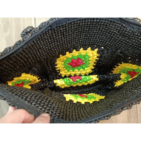 Handmade Recycled Plastic Bag Granny Square Bucket Bag Purse Boho Eco Friendly - Picture 2 of 2